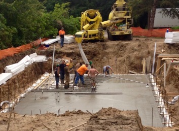 From the West, we see the concrete pouring sleeve in use
